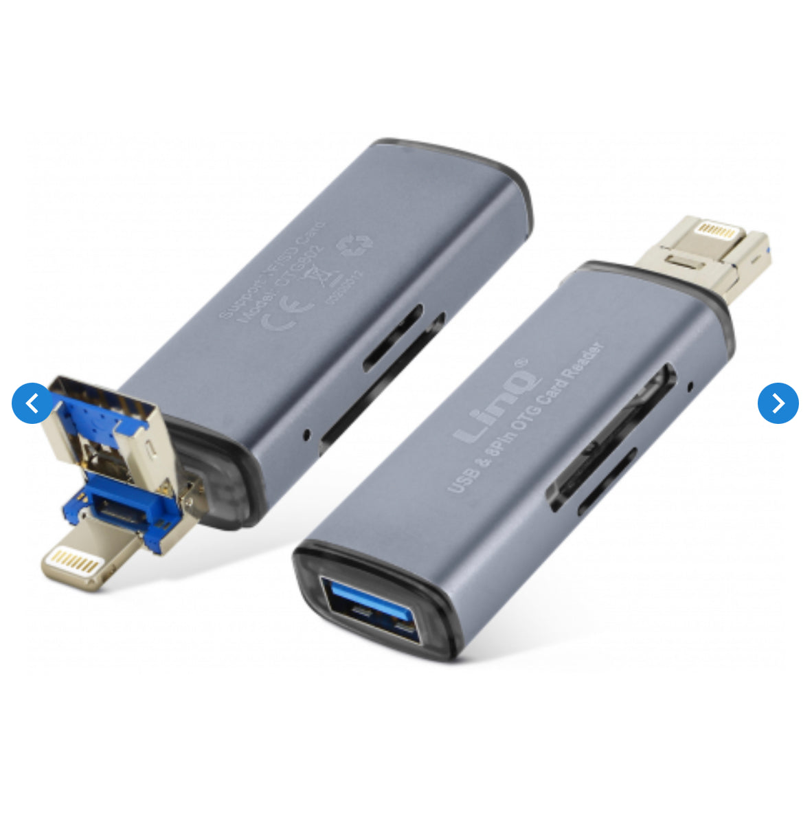 Lecteur de cartes Micro-SD/SD 2 en 1 Lightning / USB , LinQ OTG802