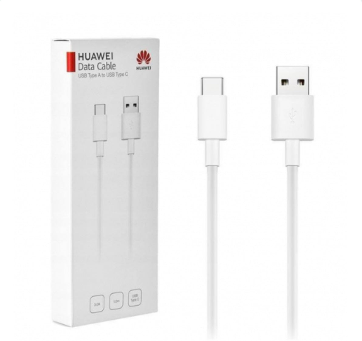 Câble Type-C / USB Huawei 3A - 1M - Blanc - Retail Box (Origine)