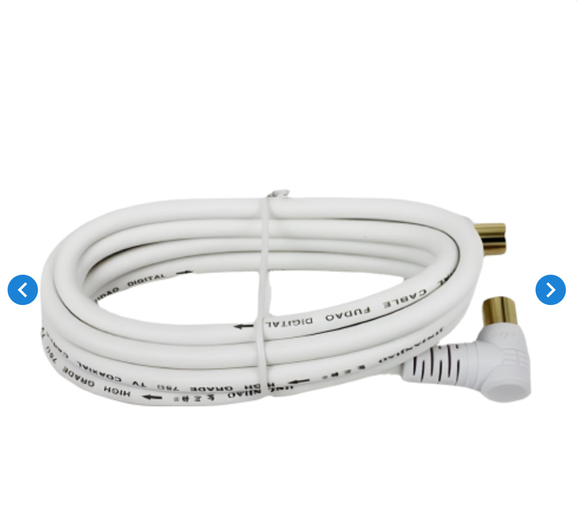 Câble Coaxial TV Mâle vers Mâle - 5M - Blanc