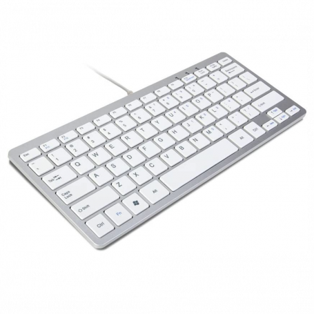 Clavier Filaire Ultra Slim Compatible avec Mac et Windows Anglais QWERTY + Francais AZERTY - Argent