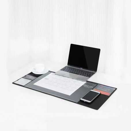 Tapis Sous-Main de Bureau Rangement Multifonctionnel Noir