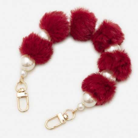 Collier de Coque de Téléphone avec Pompon Rouge , Fermoir Doré - 30 CM.