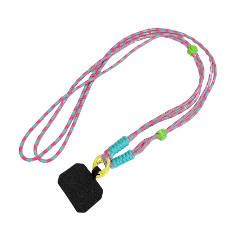 Collier de Coque de Téléphone en nylon avec Carte noir - Bleu rosé - 1M