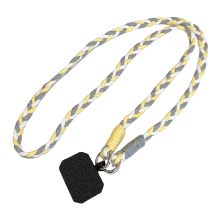 Collier de Coque de Téléphone en nylon avec Carte noir - Jaune Blanc Gris - 1M