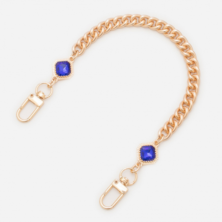 Collier de Coque de Téléphone en Maille Doré avec des Pierres Violettes - 30 CM.