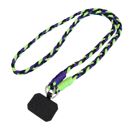 Collier de Coque de Téléphone en nylon avec Carte noir - Vert Fluorescent Violet Noir - 1M