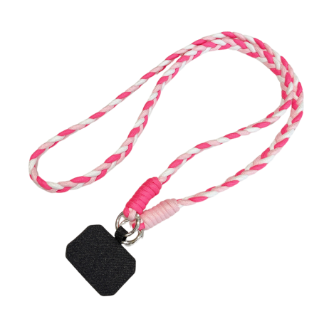 Collier de Coque de Téléphone en nylon avec Carte noir - Rose Blanc - 1M