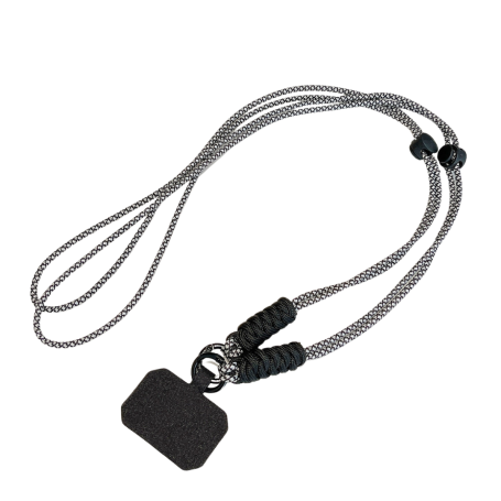 Collier de Coque de Téléphone en nylon avec Carte noir - Noir Gris - 1M