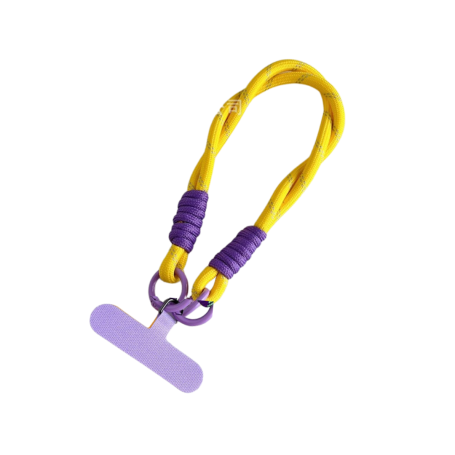 Collier de Coque de Téléphone en nylon avec Carte Violet - Jaune avec ligne grise - 30CM